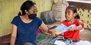 a volunteer taking classes as part of english club